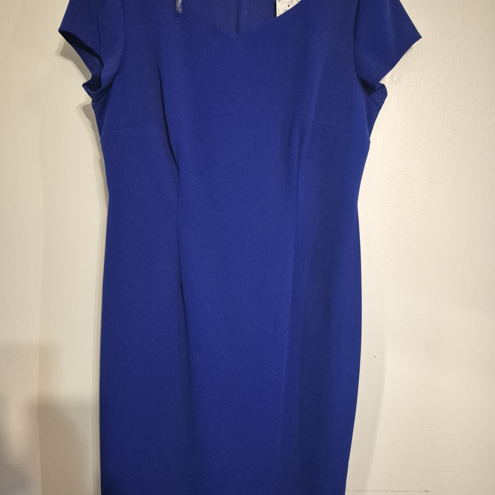connected apparel Royal Blue Midi Sheath Dress